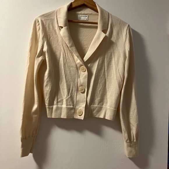 Frank & Oak Sweaters - Frank and Oak Cream Button-Up Cardigan 100% Merino